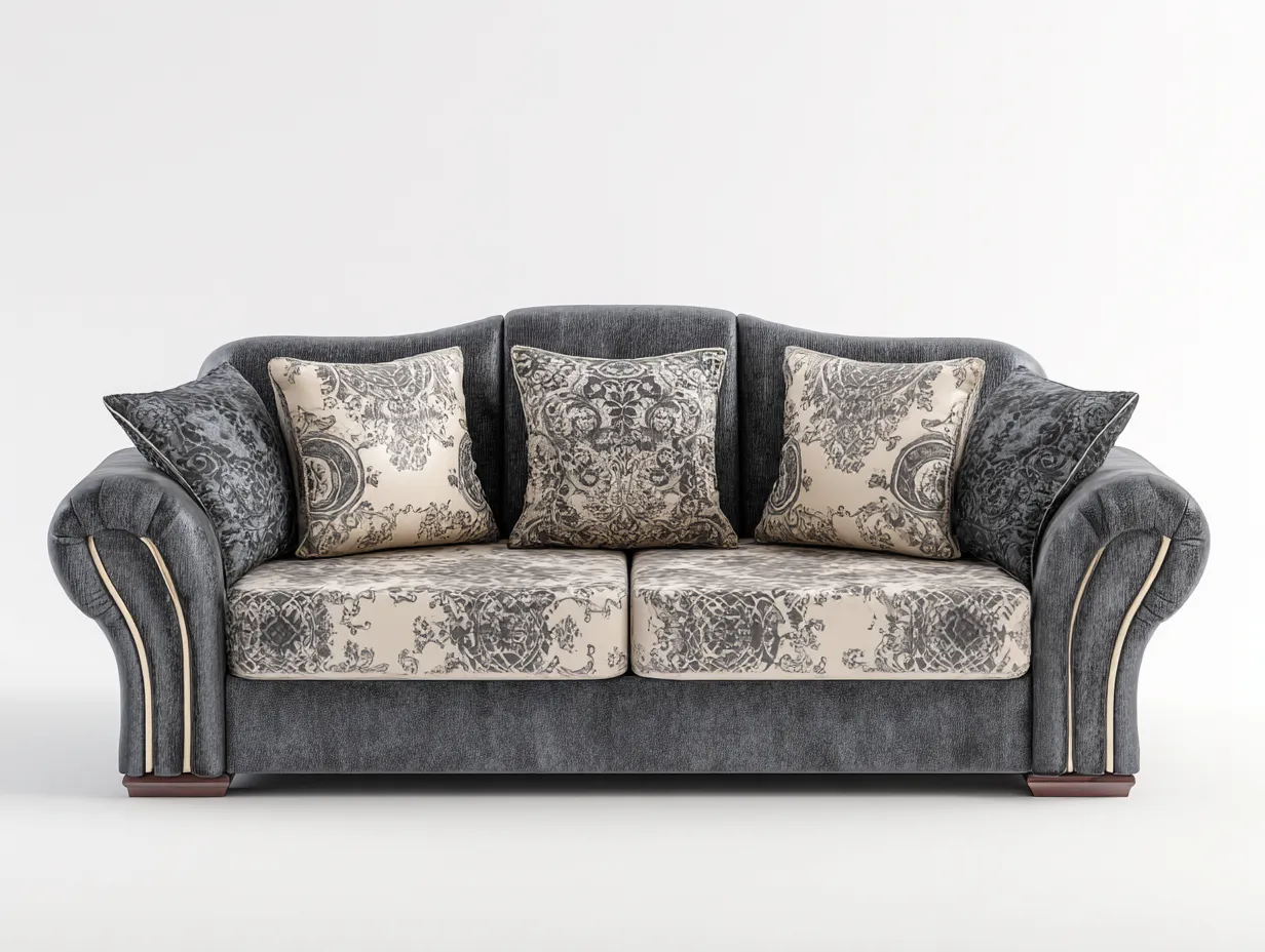 Sofá 2 plazas tapizado 165x90x95cm - gris/beige - estilo clásico