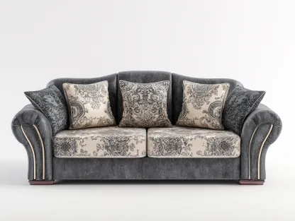 Sofá 2 plazas tapizado 165x90x95cm - gris/beige - estilo clásico