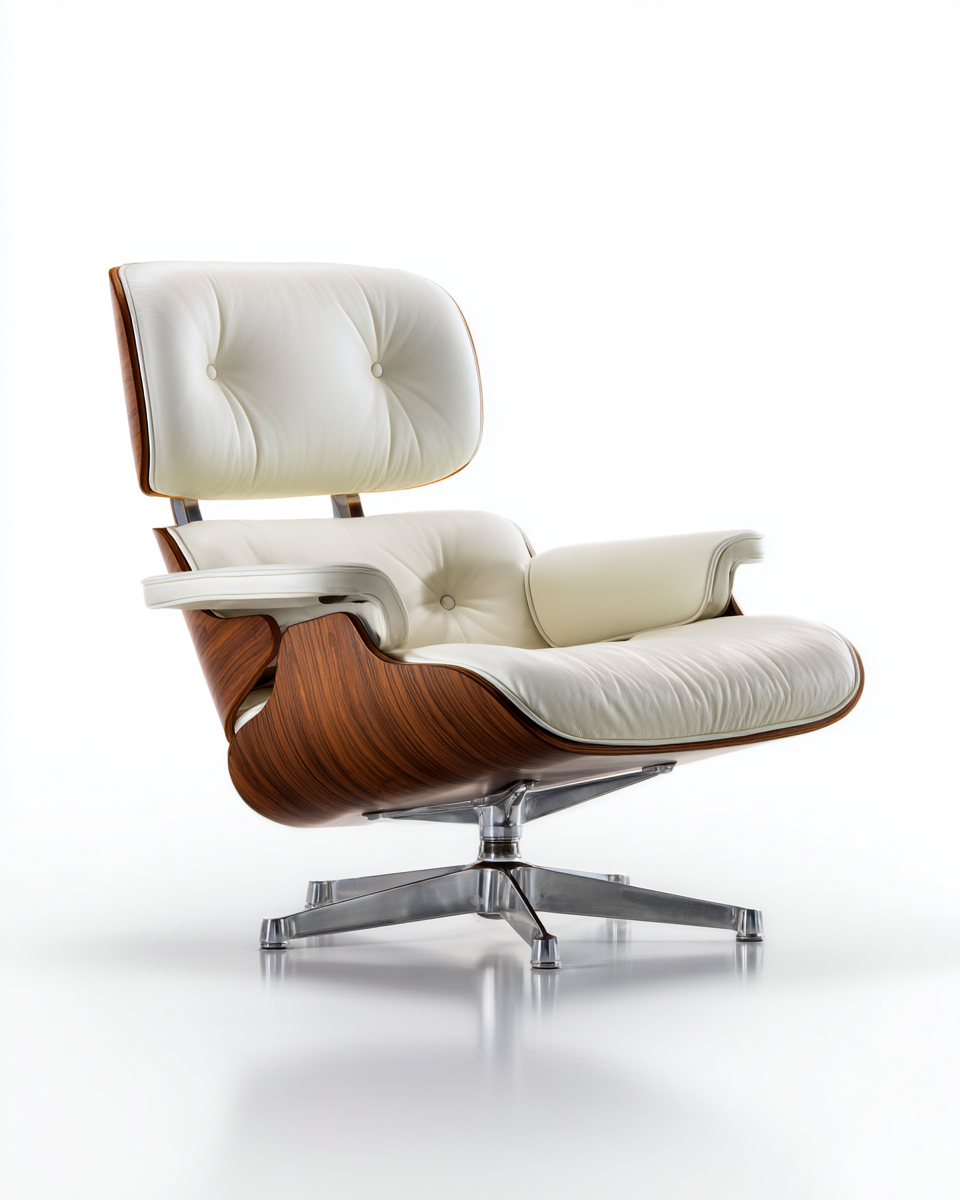 Sillón tapizado en cuero acolchado 82x85x105cm - blanco/color natural/plateada - para salón - diseño moderno