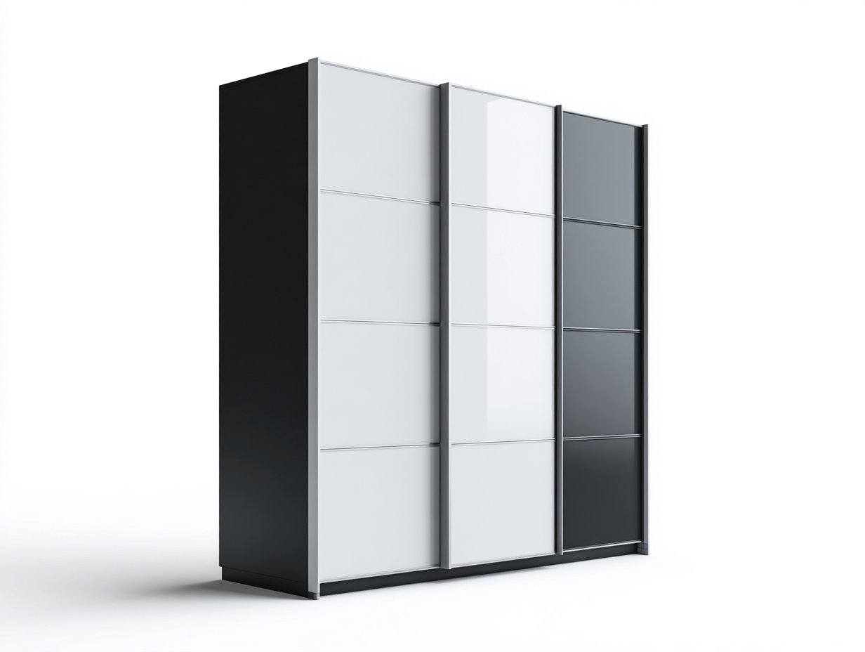 Armario con puertas correderas 175x62x220 cm - blanco/negro - para dormitorio - diseño moderno