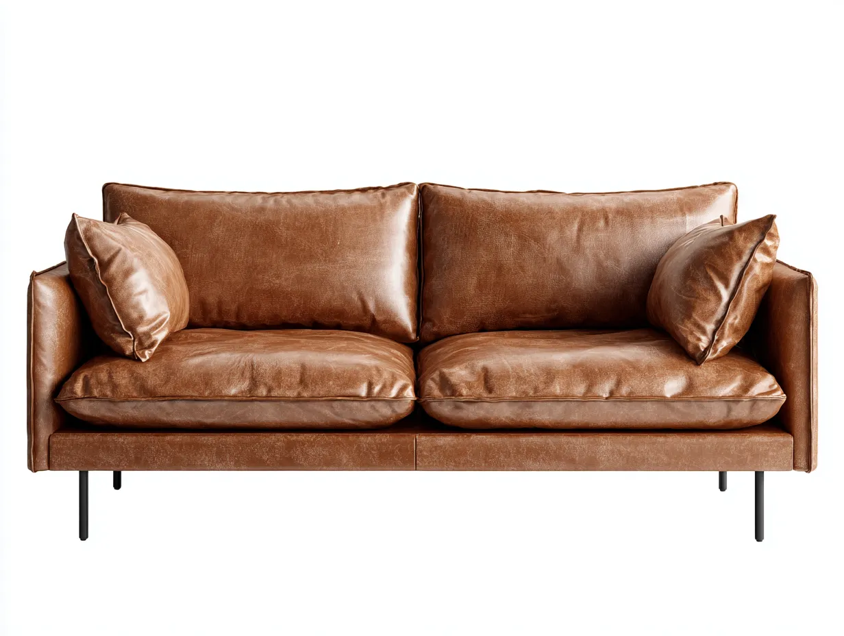 Sofá de 2 plazas tapizado en piel sintética 165x90x85 cm - marrón/negro - para salón - diseño moderno