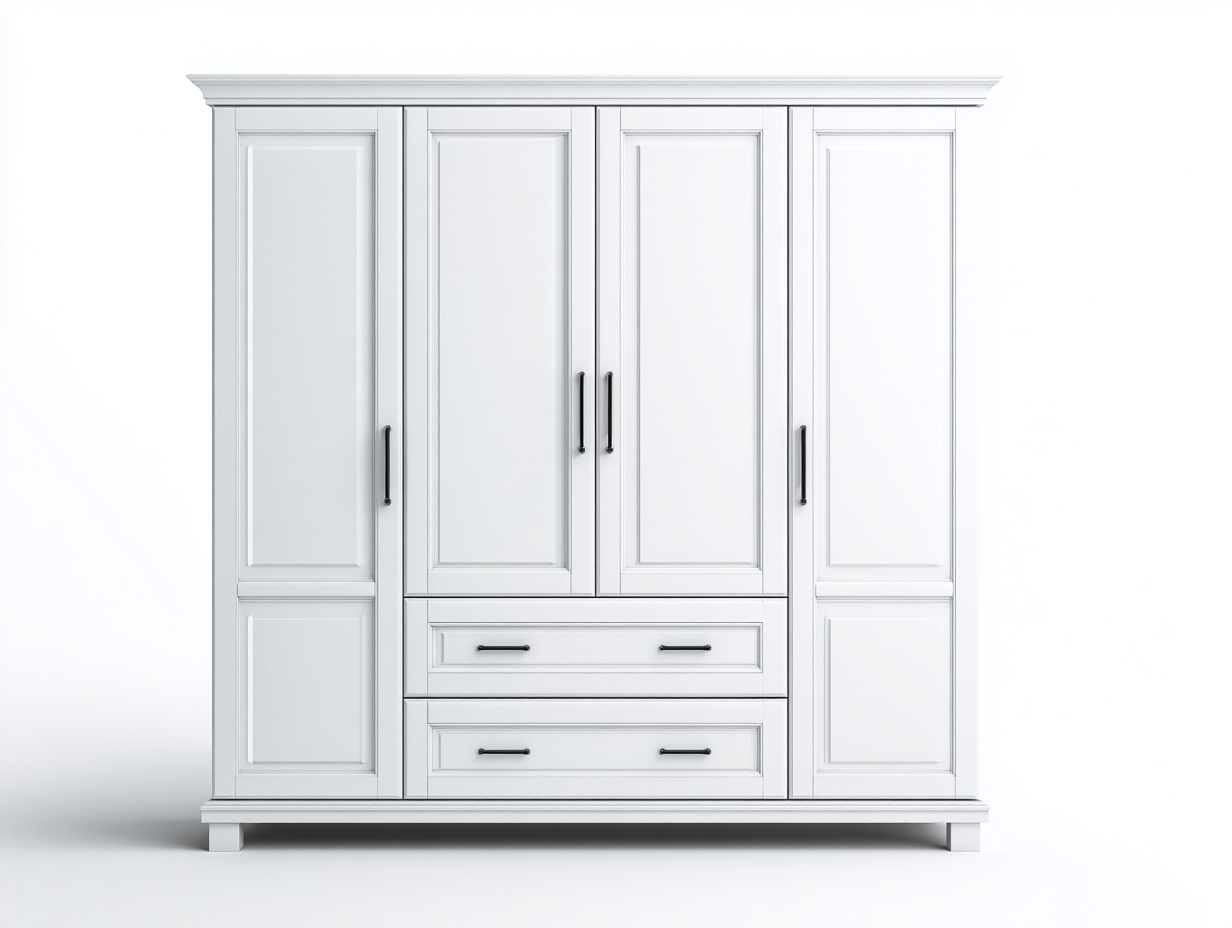 Armario de madera 200x70x220 cm - blanco/negro - para dormitorio - diseño clásico