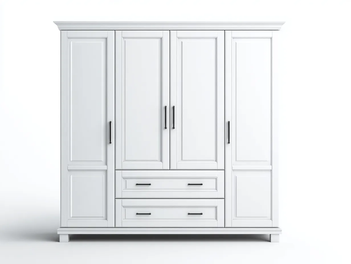 Armario de madera 200x70x220 cm - blanco/negro - para dormitorio - diseño clásico