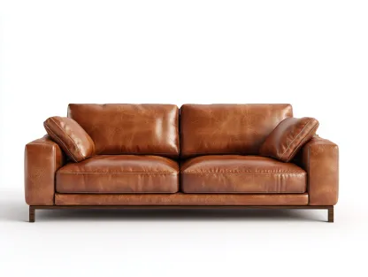 Sofá 2 plazas cuero auténtico 170x90x82cm - marrón - apto para salón - diseño moderno