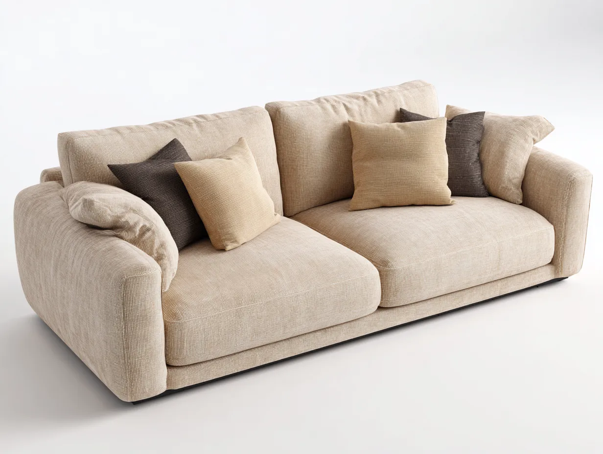 Sofá 2 plazas tapizado 165x100x90cm - beige - apto para salón - diseño cómodo