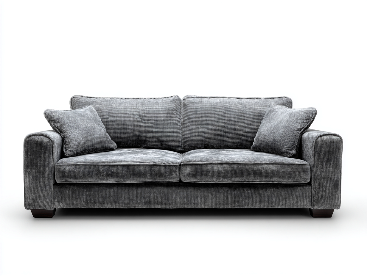 Sofá 2 plazas tapizado - tela - 165x90x88 cm - gris - para salón - estilo contemporáneo