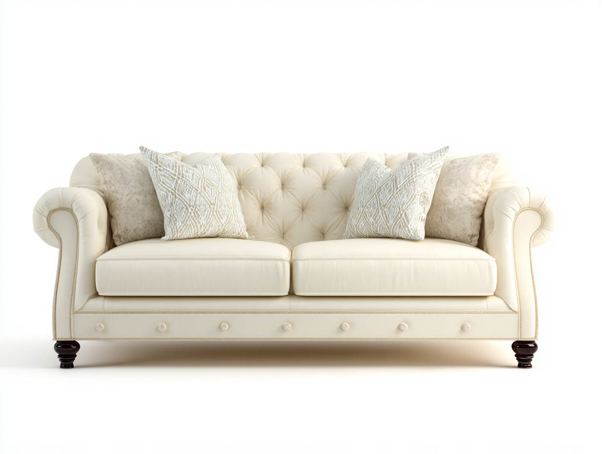 Sofá 2 plazas tapizado 168x95x82cm - crema - apto para salón - diseño clásico