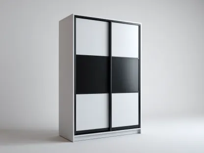 Armario panel 158x58x202cm - blanco/negro - puertas correderas - apto para dormitorio - diseño moderno