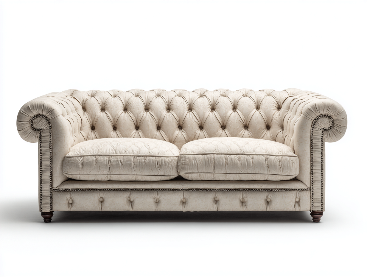 Sofá 2 plazas tapizado 168x90x78cm - beige - apto para salón - diseño clásico