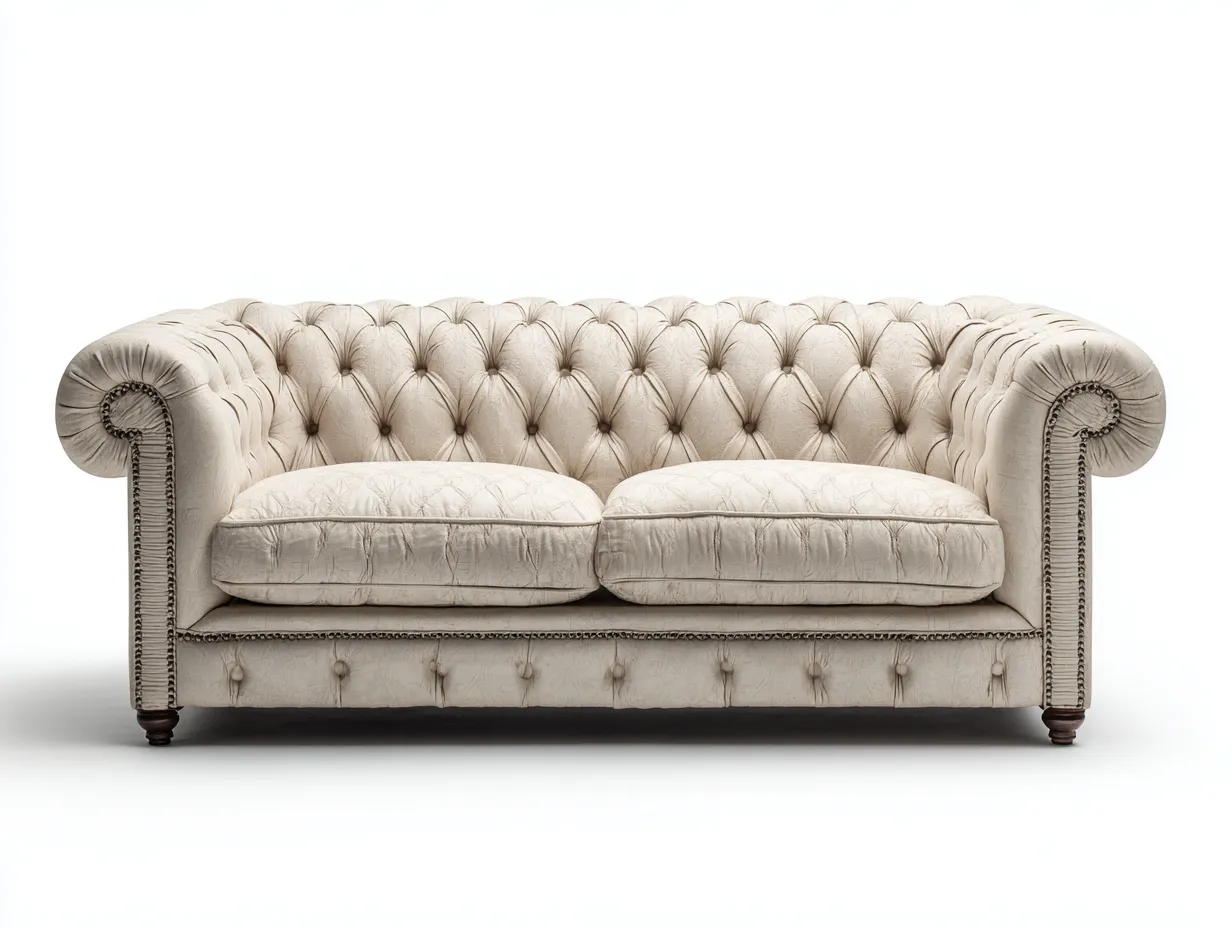 Sofá 2 plazas tapizado 168x90x78cm - beige - apto para salón - diseño clásico