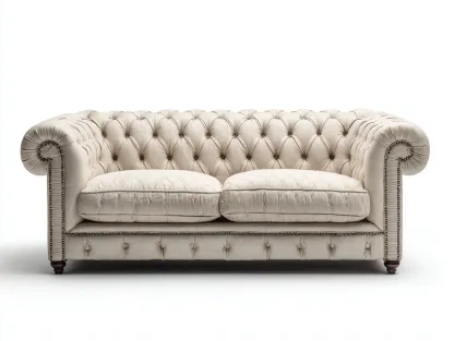 Sofá 2 plazas tapizado 168x90x78cm - beige - apto para salón - diseño clásico