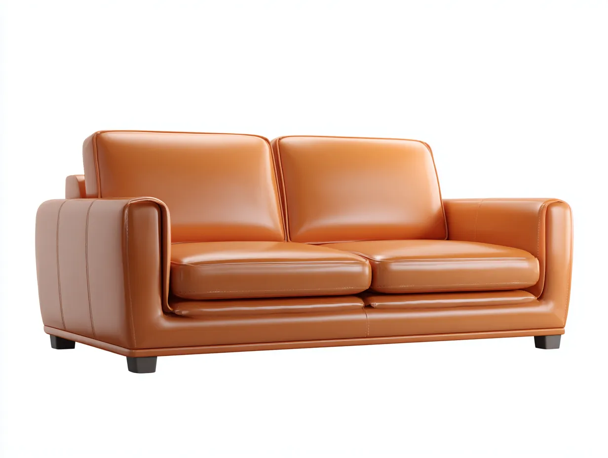 Sofá de 2 plazas tapizado en piel sintética 165x88x85 cm - marrón - para salón - diseño moderno