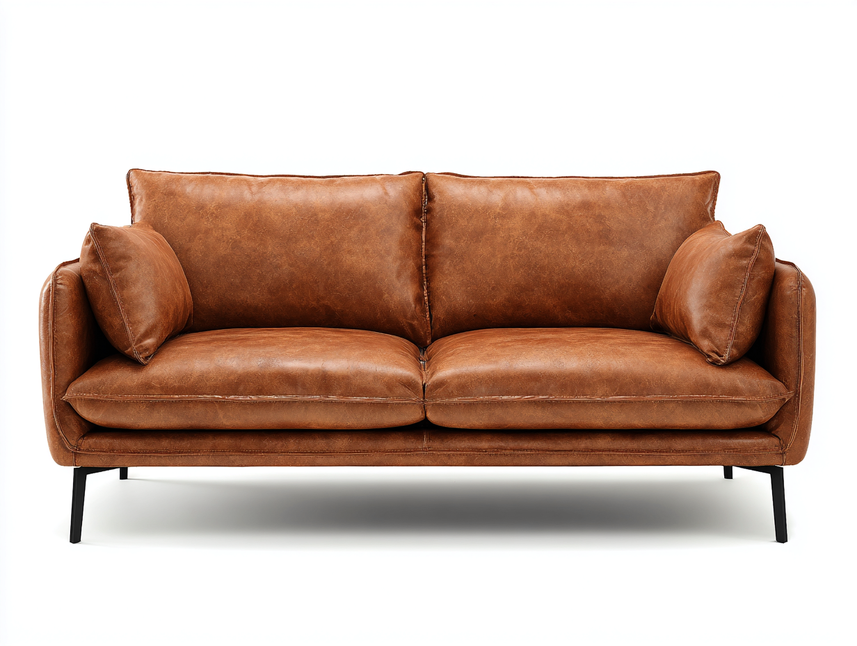 Sofá de 2 plazas tapizado en piel sintética 165x90x85 cm - marrón/negro - para salón - diseño moderno