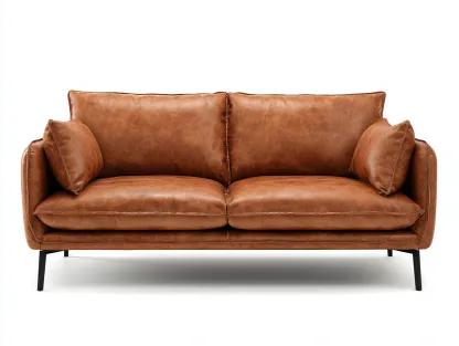 Sofá de 2 plazas tapizado en piel sintética 165x90x85 cm - marrón/negro - para salón - diseño moderno