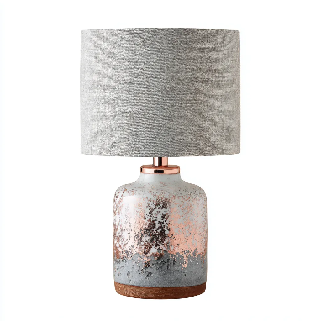 Lampada da tavolo Ceramica-metallo 28x28x45 cm - Grigio-Rame-Legno - Design moderno-Shelteroli