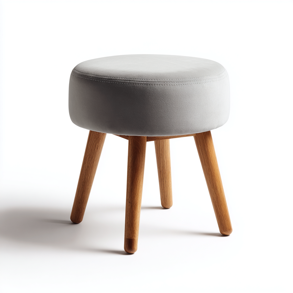 Pouf Tessuto 30x30x42 cm - Grigio chiaro-legno - Design moderno-Shelteroli