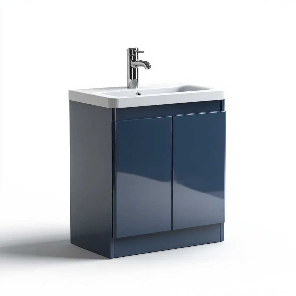 Mobile lavabo Legno-laccato 55x40x80 cm - Blu-Bianco - Design moderno-Shelteroli