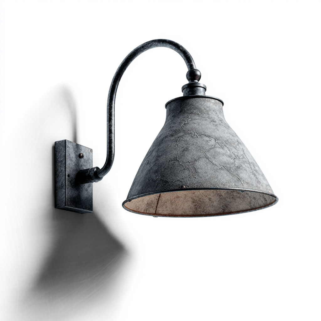 Applique in metallo effetto anticato 22x18x30 cm - grigio scuro - stile industriale-Shelteroli