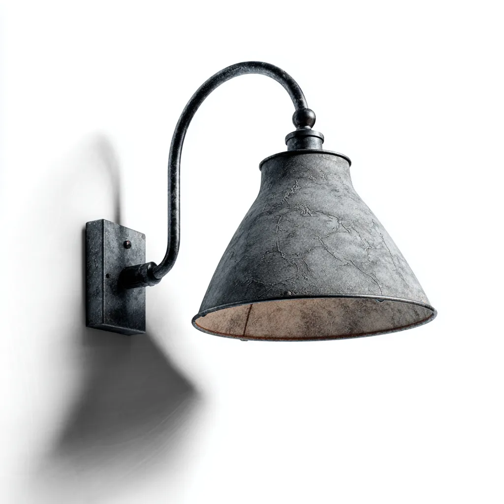 Applique in metallo effetto anticato 22x18x30 cm - grigio scuro - stile industriale-Shelteroli