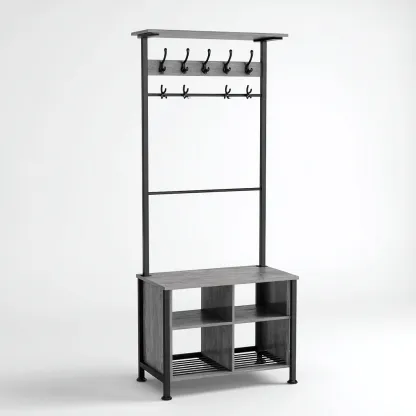 Attaccapanni Metallo-legno 80x35x180 cm - Grigio-Nero - Design moderno-Shelteroli