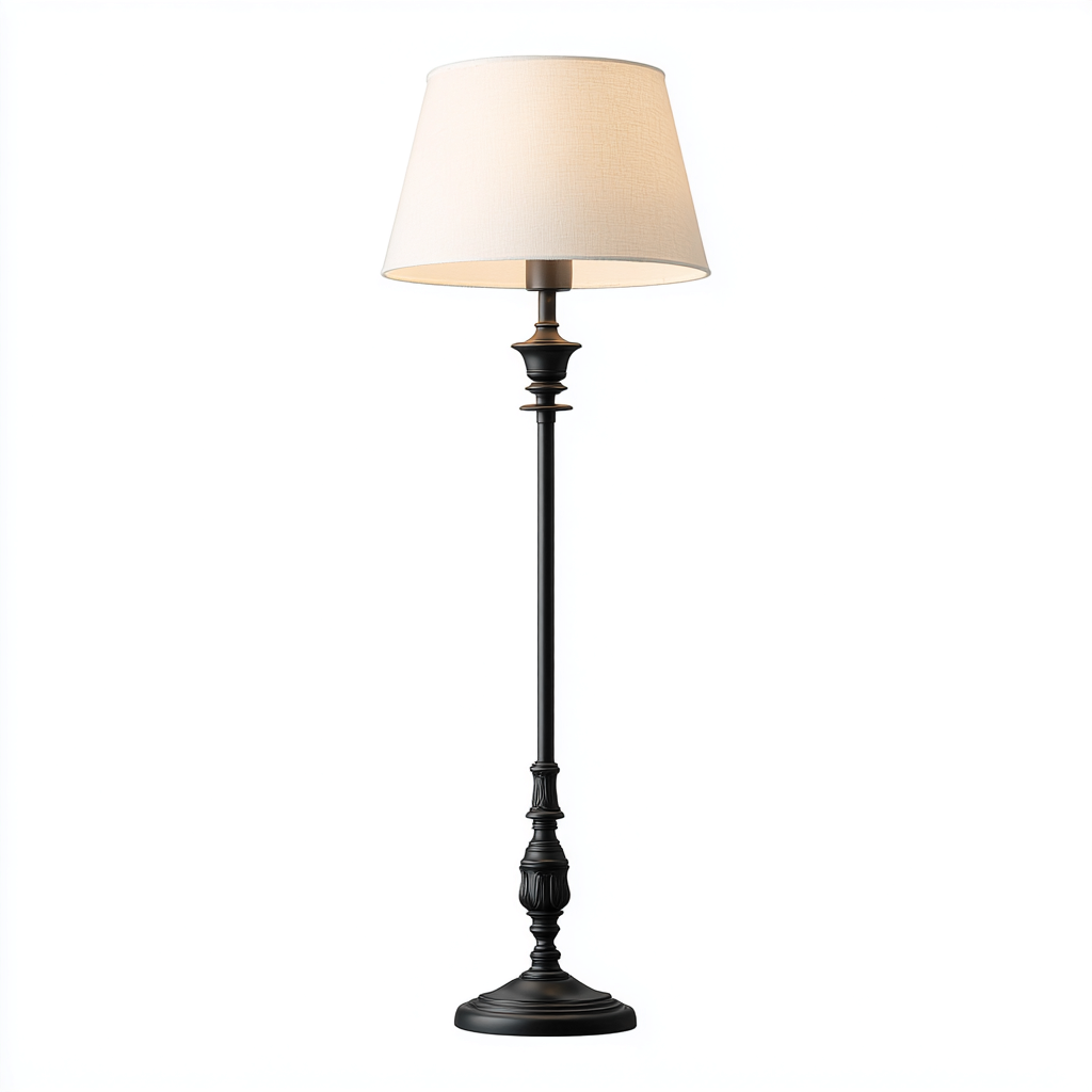 Lampada da terra Metallo-Tessuto 30x30x165 cm - Nero-Bianco - Design classico elegante-Shelteroli