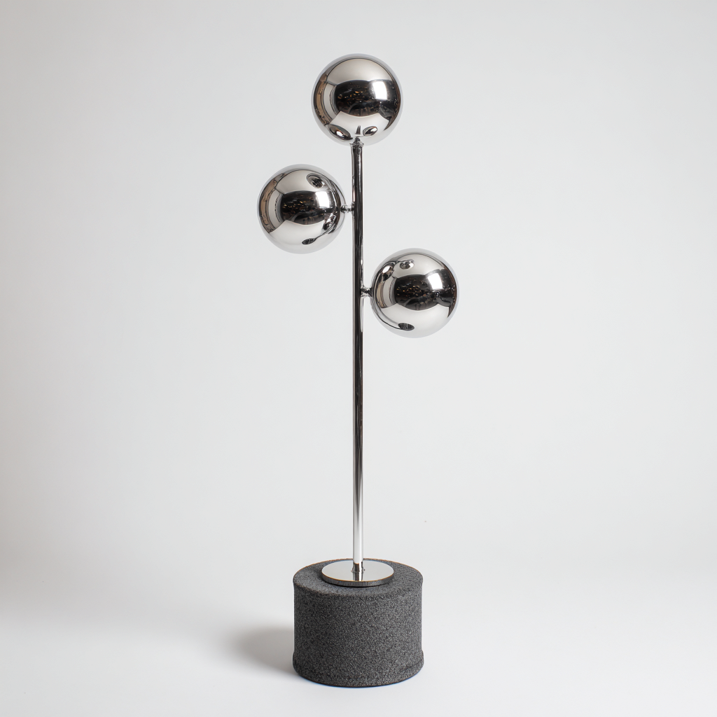 Lampada da terra Metallo 26x26x135 cm - Argento-Nero - Design moderno-Shelteroli