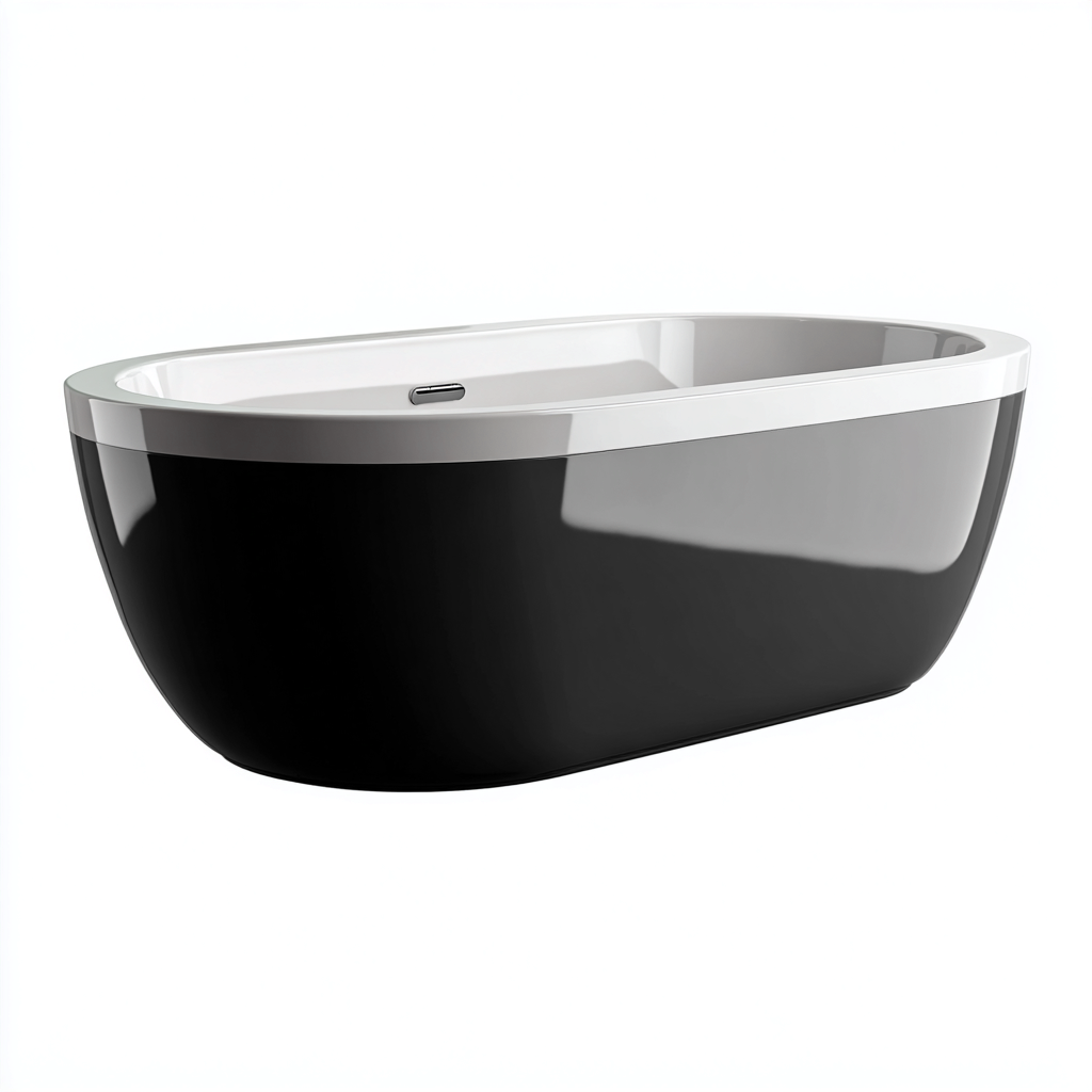 Vasca da bagno in acrilico 170x78x60 cm - nero-bianco - linea moderna per bagno-Shelteroli