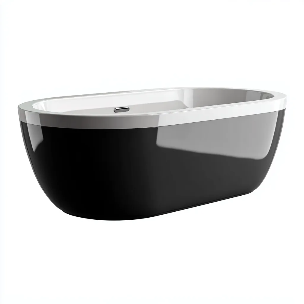 Vasca da bagno in acrilico 170x78x60 cm - nero-bianco - linea moderna per bagno-Shelteroli