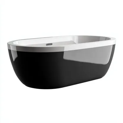 Vasca da bagno in acrilico 170x78x60 cm - nero-bianco - linea moderna per bagno-Shelteroli