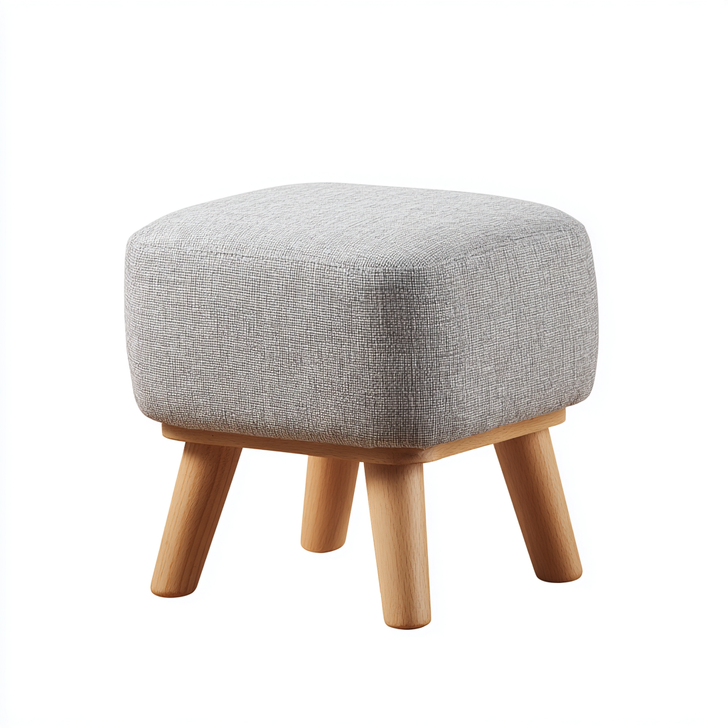 Pouf Tessuto 28x28x32 cm - Grigio chiaro-legno - Design moderno-Shelteroli
