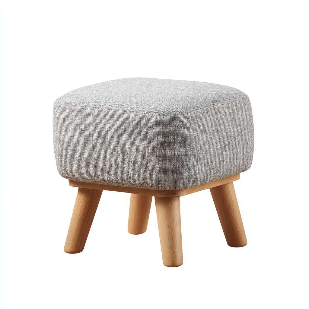 Pouf Tessuto 28x28x32 cm - Grigio chiaro-legno - Design moderno-Shelteroli