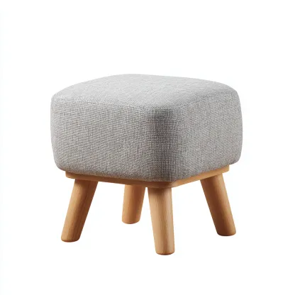 Pouf Tessuto 28x28x32 cm - Grigio chiaro-legno - Design moderno-Shelteroli