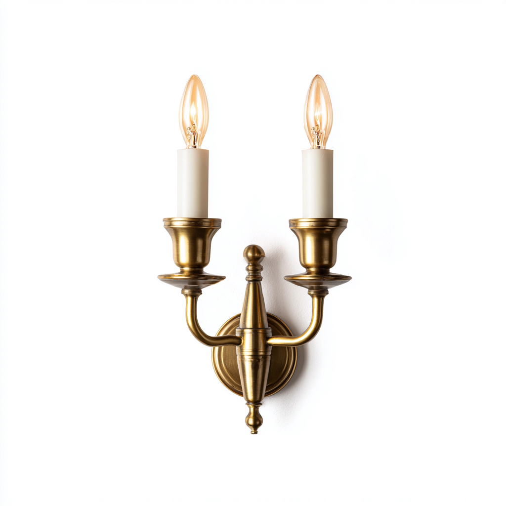 Applique in metallo stile candela doppia 20x12x32 cm - oro - design classico-Shelteroli