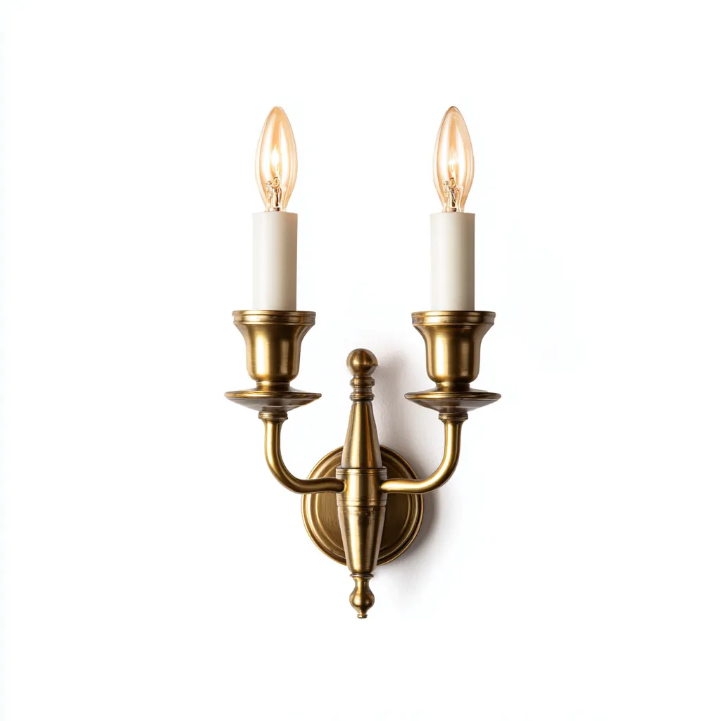 Applique in metallo stile candela doppia 20x12x32 cm - oro - design classico-Shelteroli