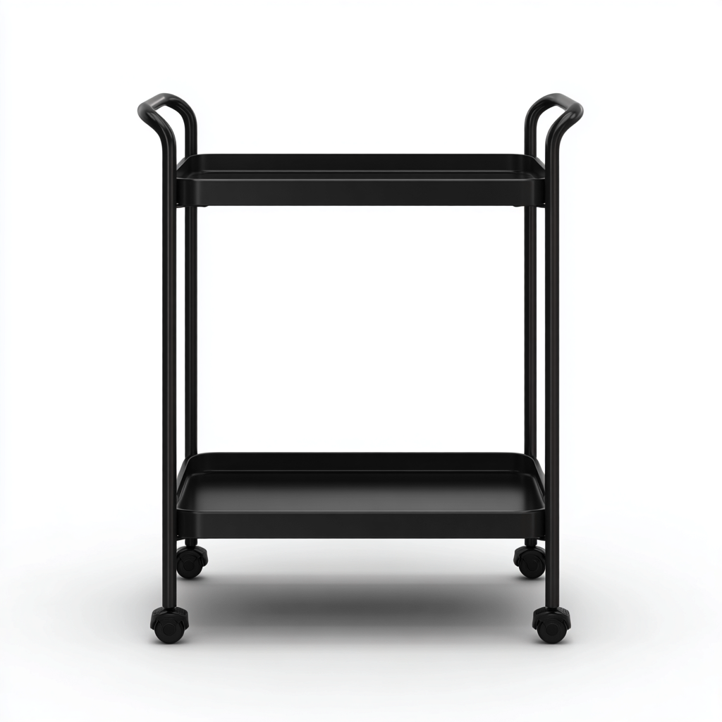 Carrello da cucina in metallo 48x32x90 cm - nero - design minimale-Shelteroli