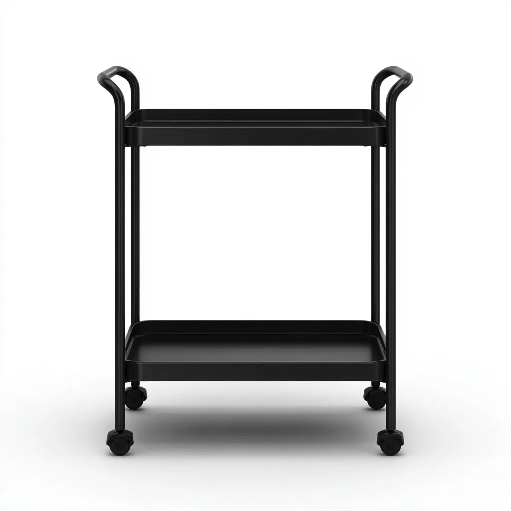 Carrello da cucina in metallo 48x32x90 cm - nero - design minimale-Shelteroli