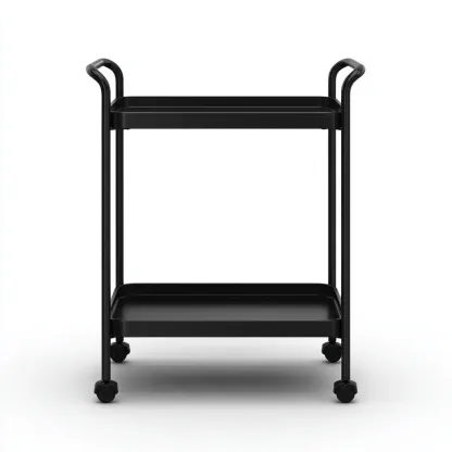 Carrello da cucina in metallo 48x32x90 cm - nero - design minimale-Shelteroli