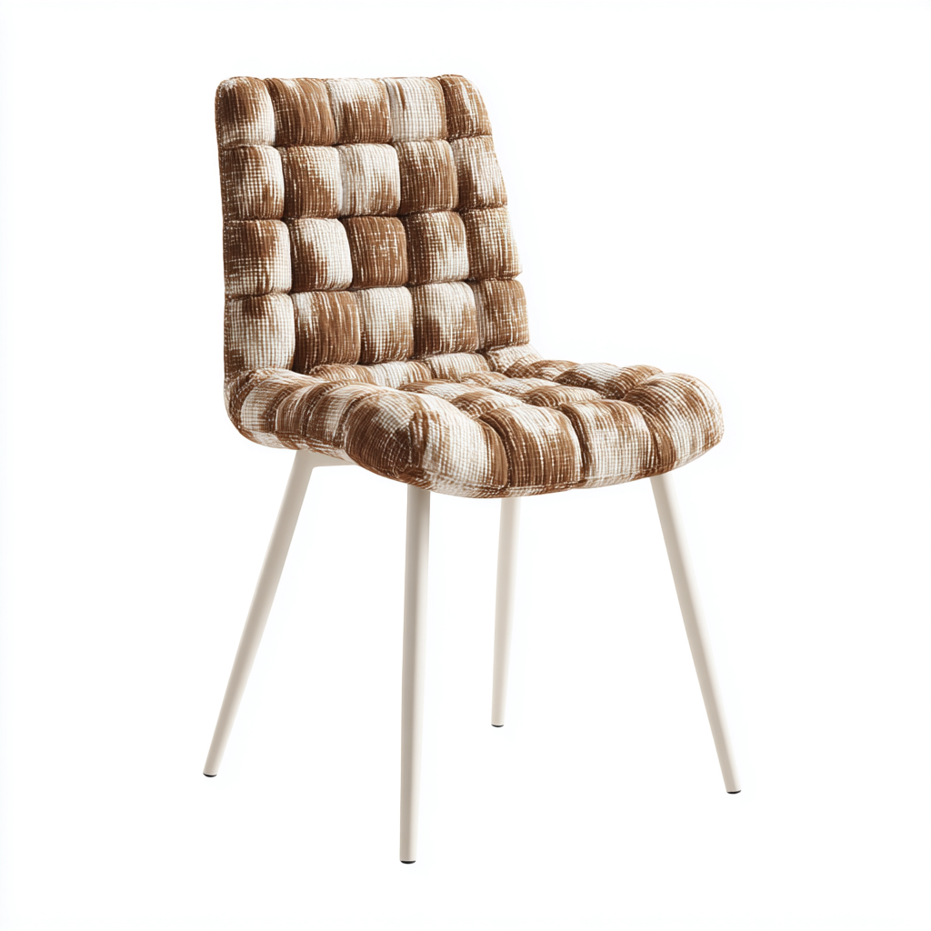 Sedia da pranzo tessuto 47x44x85 cm - marrone-bianco - stile imbottito-Shelteroli