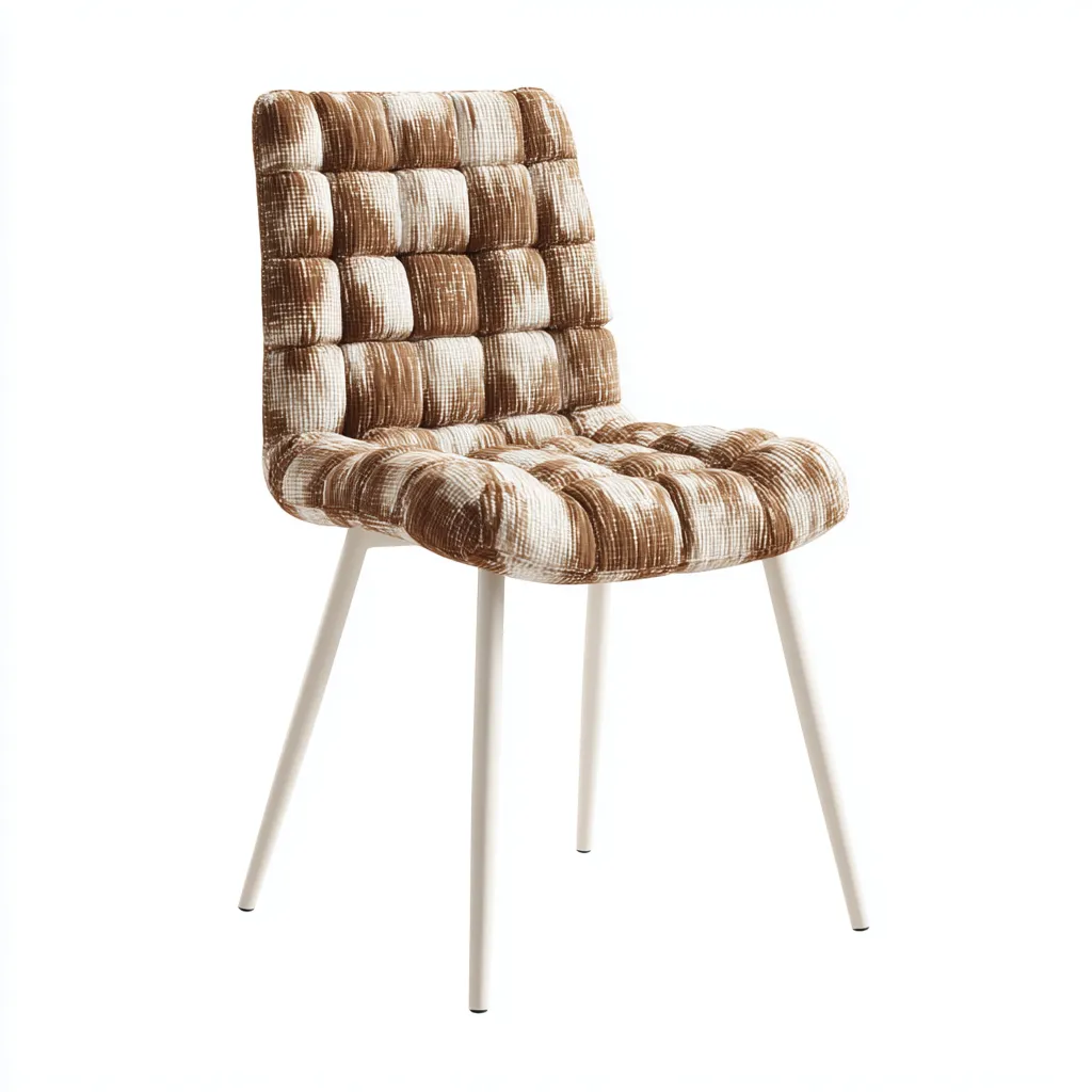 Sedia da pranzo tessuto 47x44x85 cm - marrone-bianco - stile imbottito-Shelteroli