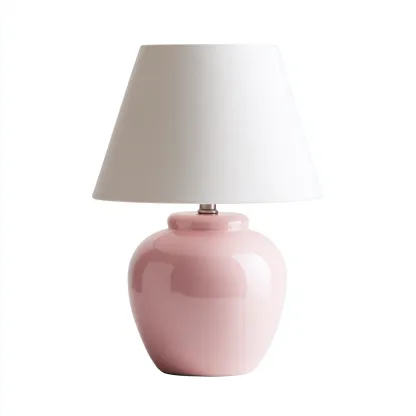 Lampada da tavolo in ceramica rosa 20x20x30 cm - rosa-bianco - stile moderno-Shelteroli
