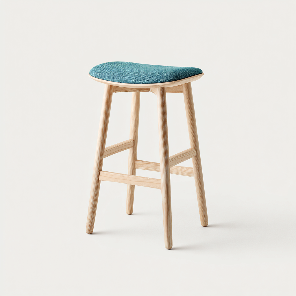 Sgabello da bar in legno chiaro e tessuto 40x43x75 cm - turchese-legno chiaro - design moderno-Shelteroli