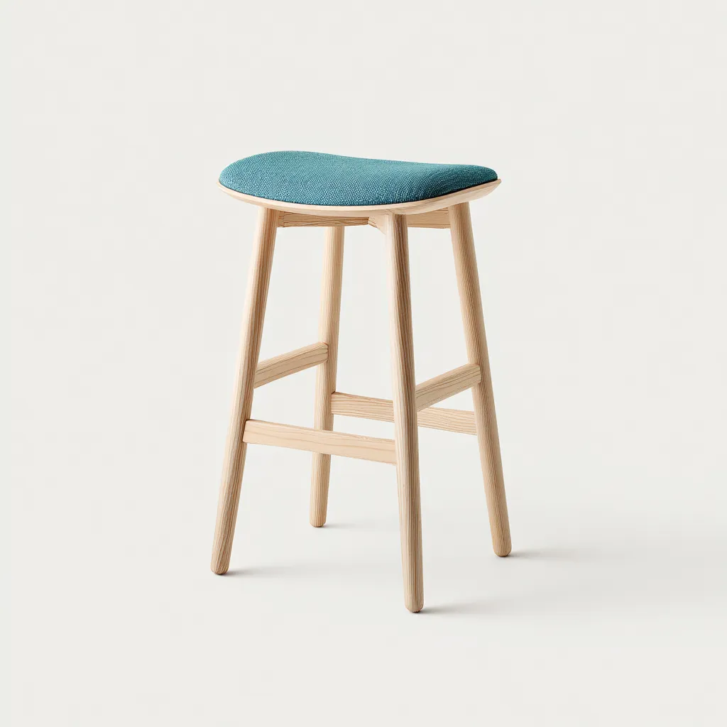 Sgabello da bar in legno chiaro e tessuto 40x43x75 cm - turchese-legno chiaro - design moderno-Shelteroli