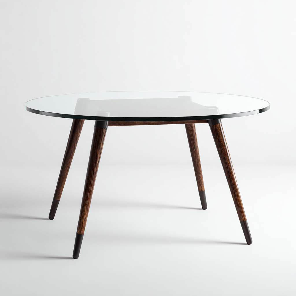 Tavolo da pranzo vetro temperato 110x110x75 cm - trasparente-marrone scuro - stile moderno-Shelteroli