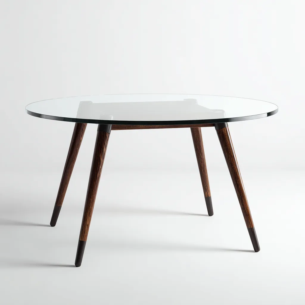 Tavolo da pranzo vetro temperato 110x110x75 cm - trasparente-marrone scuro - stile moderno-Shelteroli