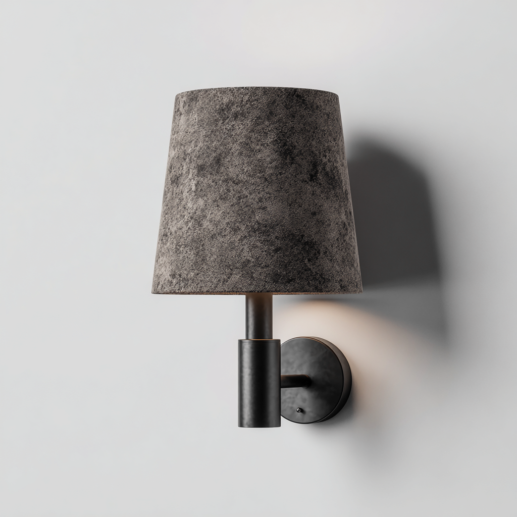 Applique in metallo con paralume effetto tessuto 20x16x28 cm - grigio scuro - design moderno-Shelteroli