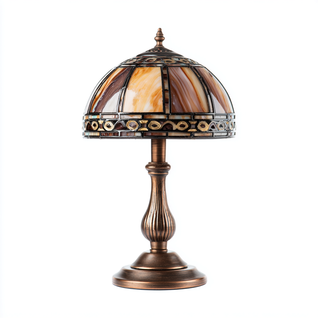 Lampada da tavolo Metallo-vetro 26x26x40 cm - Bronzo-Marrone - Stile classico-Shelteroli
