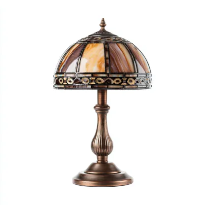 Lampada da tavolo Metallo-vetro 26x26x40 cm - Bronzo-Marrone - Stile classico-Shelteroli