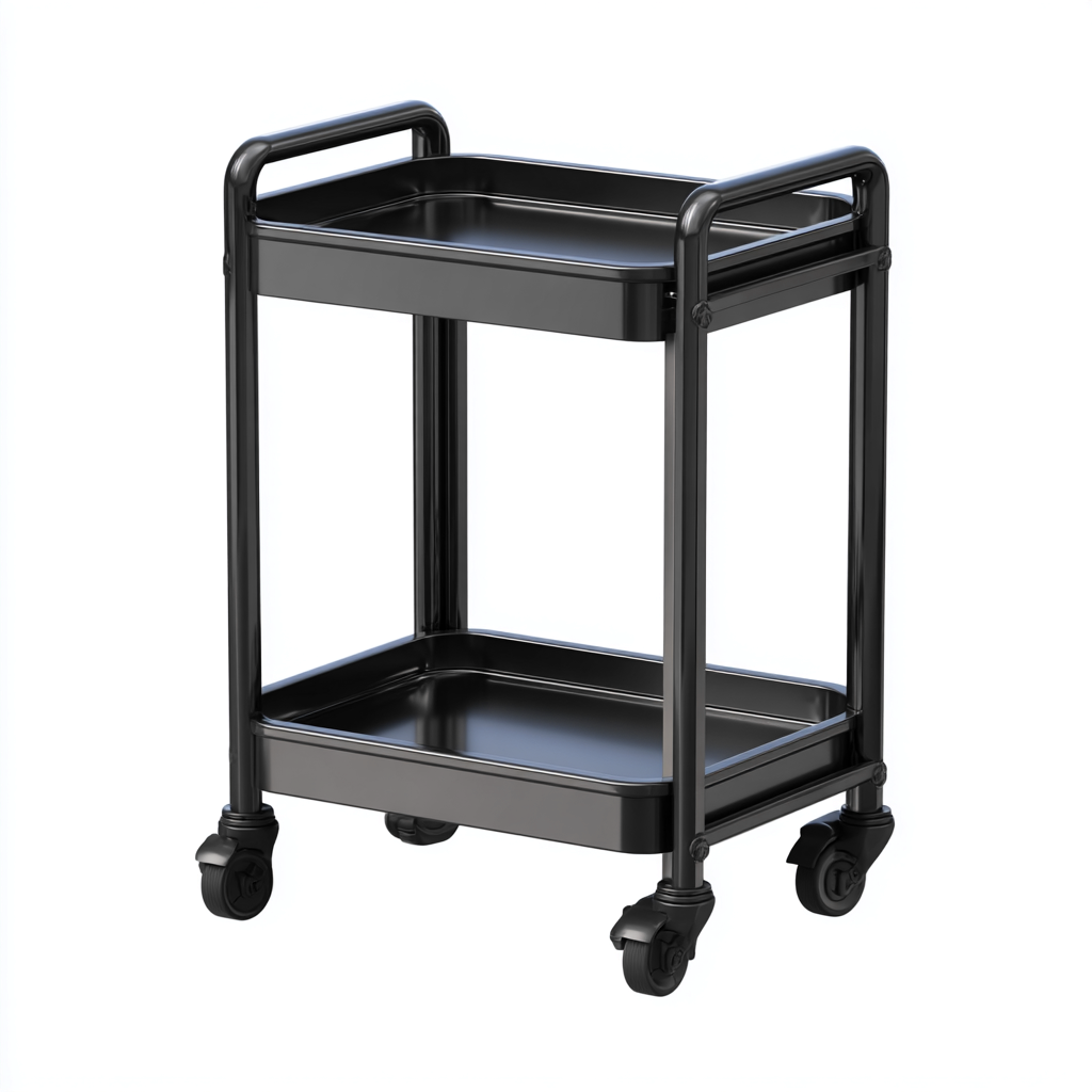 Carrello da cucina in metallo 45x30x85 cm - nero - design compatto-Shelteroli