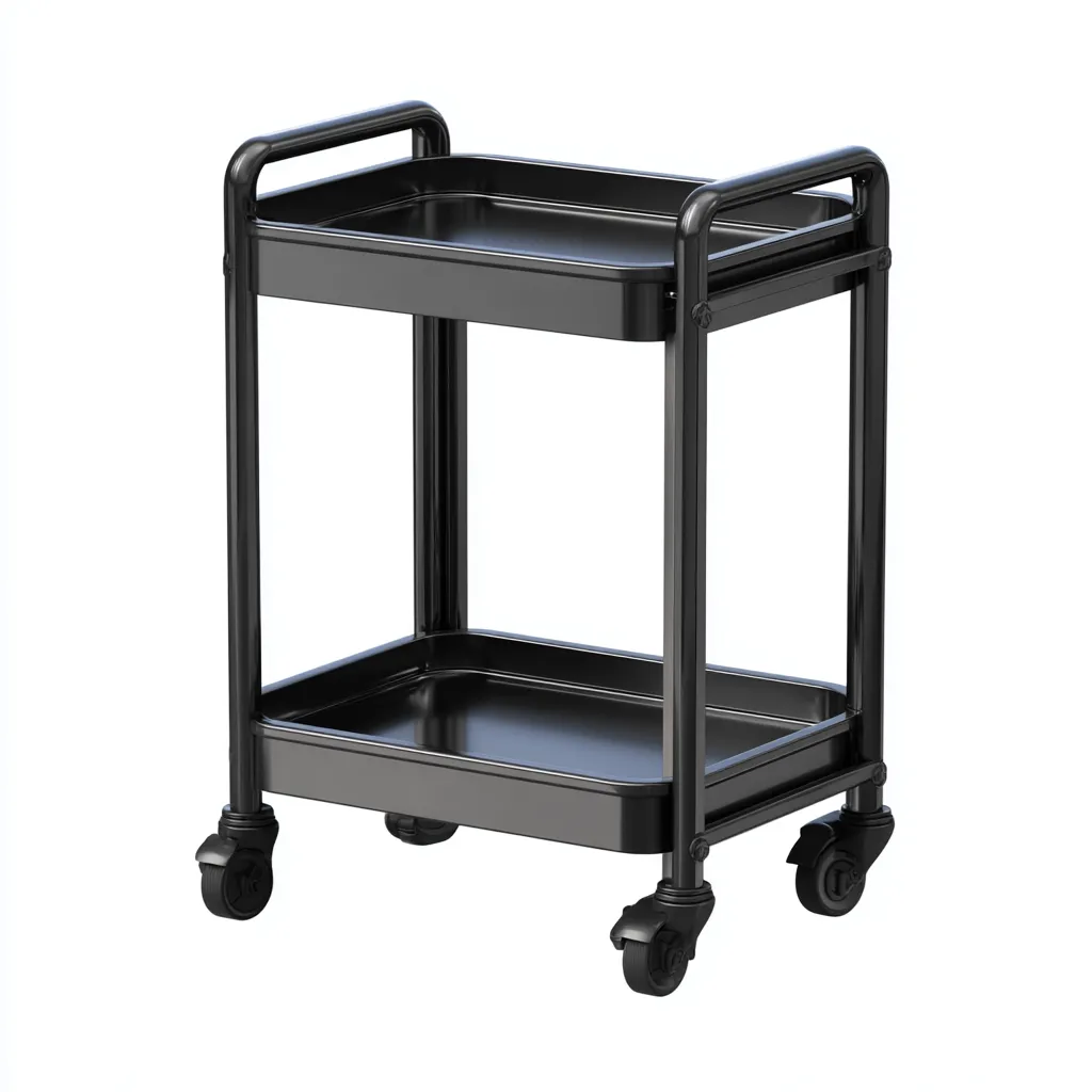Carrello da cucina in metallo 45x30x85 cm - nero - design compatto-Shelteroli