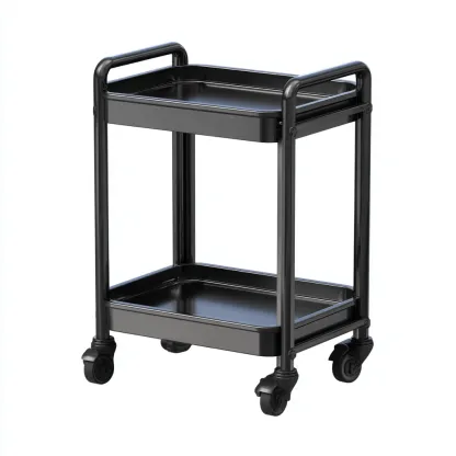 Carrello da cucina in metallo 45x30x85 cm - nero - design compatto-Shelteroli